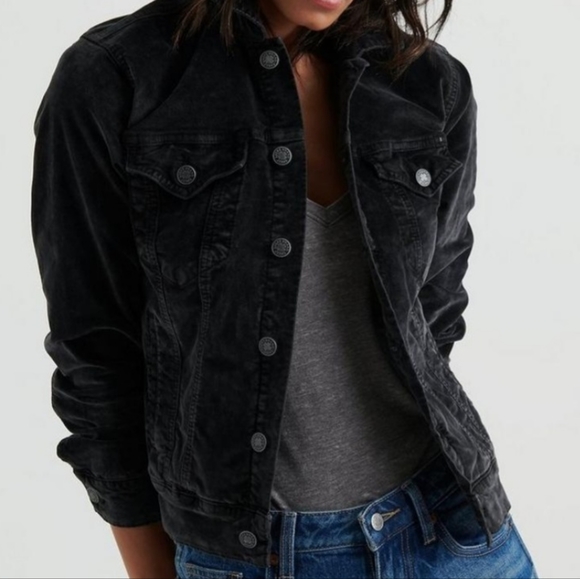 Lucky Brand Black Velvet The Tomboy Trucker Jacket - Picture 3 of 14